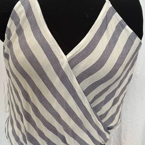 White and blue crossover summer top